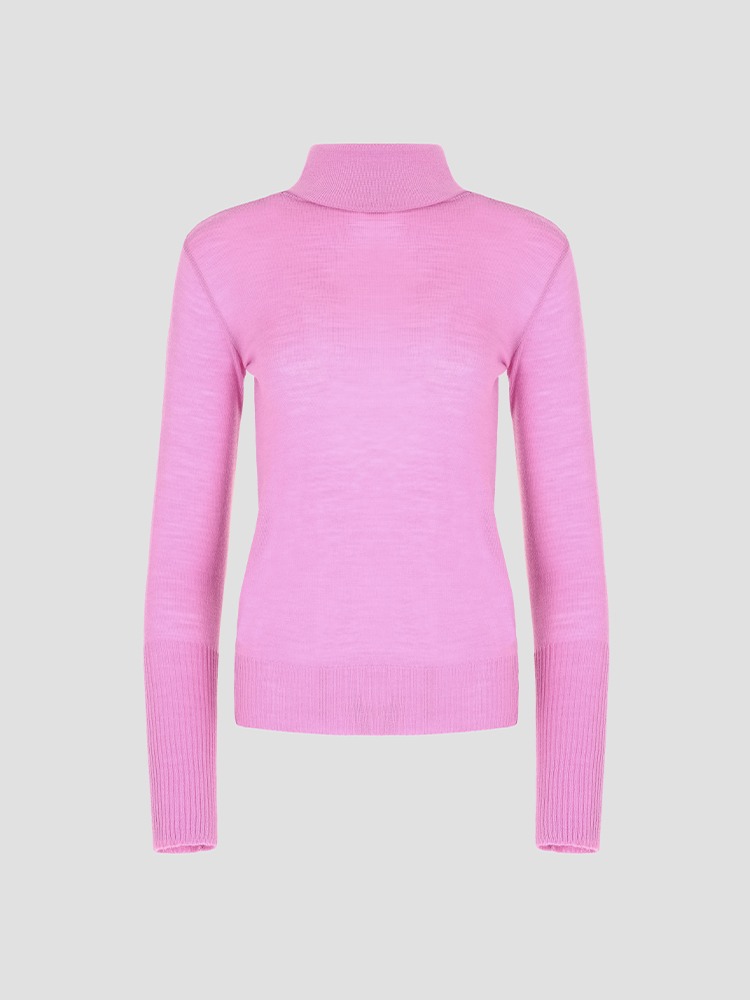 PINK EMMA WRAP COLLAR KNIT PULLOVER  아키라나카 핑크 엠마 랩 칼라 니트 풀오버 - 아데쿠베