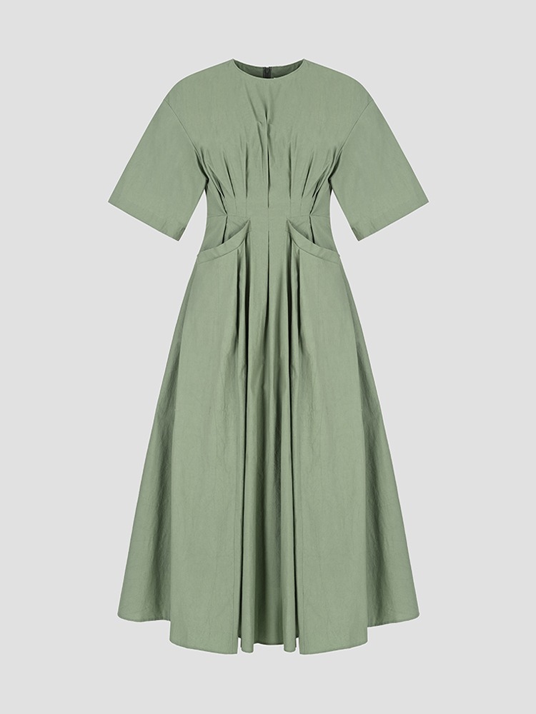 GREEN ADELE ASSEMBLED TEX DRESS  아키라 나카 그린 아델 어셈블 텍스 드레스 - 아데쿠베