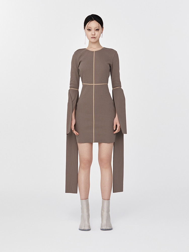 TAUPE DOUBLE SLEEVE MINI DRESS  MM6 토프 더블 슬리브 미니 드레스 - 아데쿠베