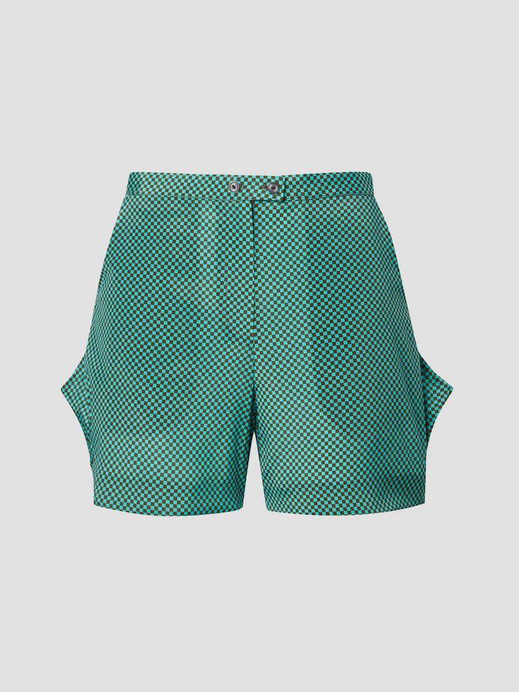 JADE CHECKERBOARD PRINT SHORTS  한킴 제이드 체커보드 프린트 쇼츠 - 아데쿠베