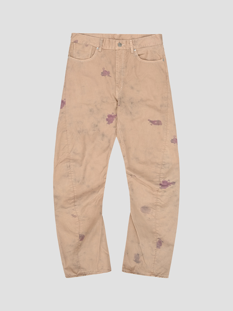 PINK BEIGE WINE STAIN 3D TROUSERS  SOE 핑크 베이지 와인 스테인 트라우저 - 아데쿠베