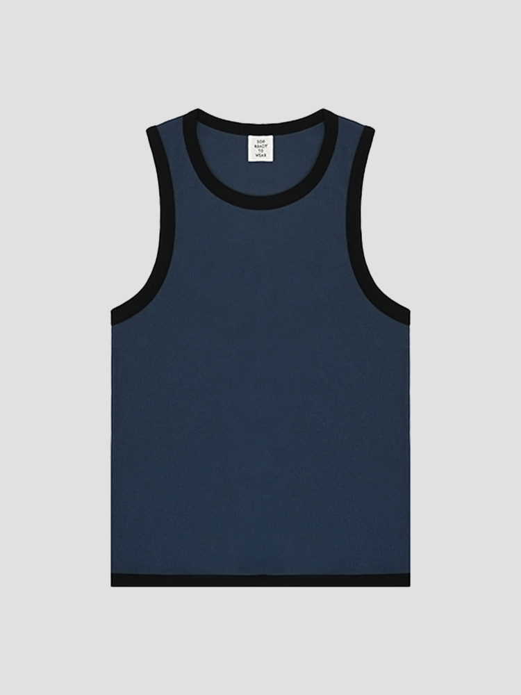 BLUE GRAY BLACK RINGER TANK TOP  SOE 블루 그레이 블랙 링거 탱크탑 - 아데쿠베