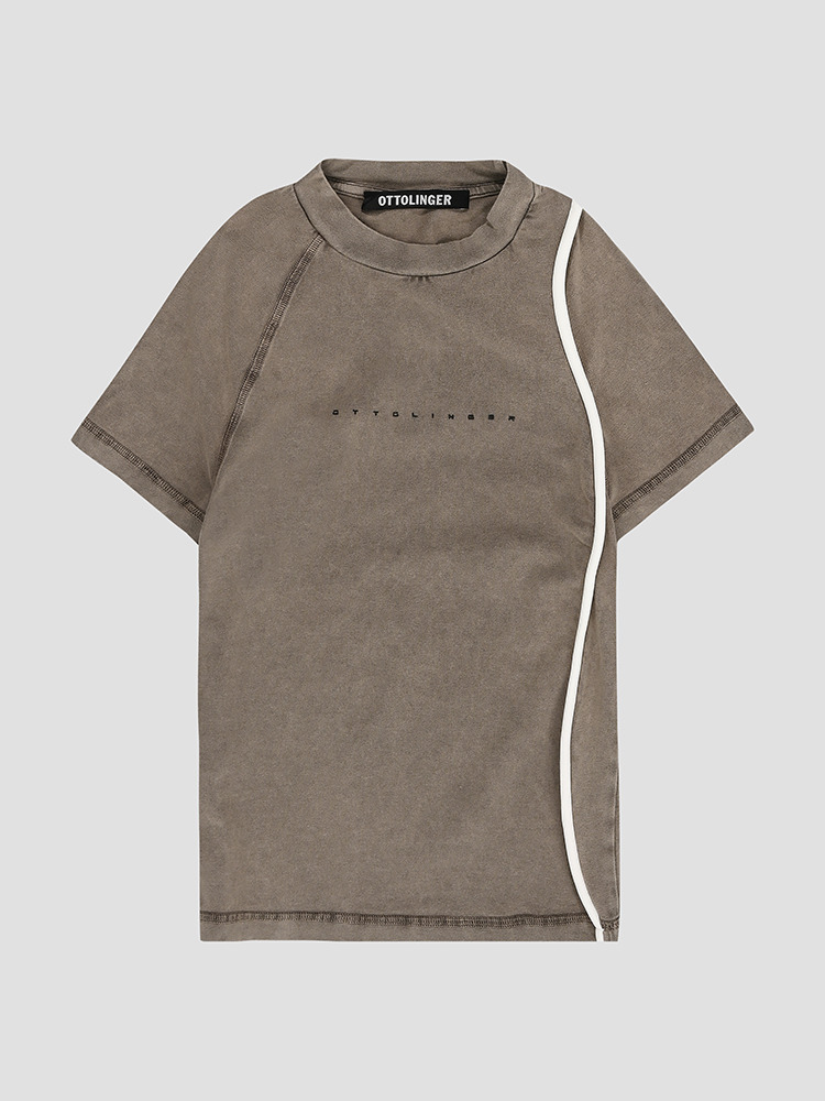 LIGHT BROWN DECONSTRUCTED T-SHIRT  오토링거 라이트 브라운 티셔츠 - 아데쿠베