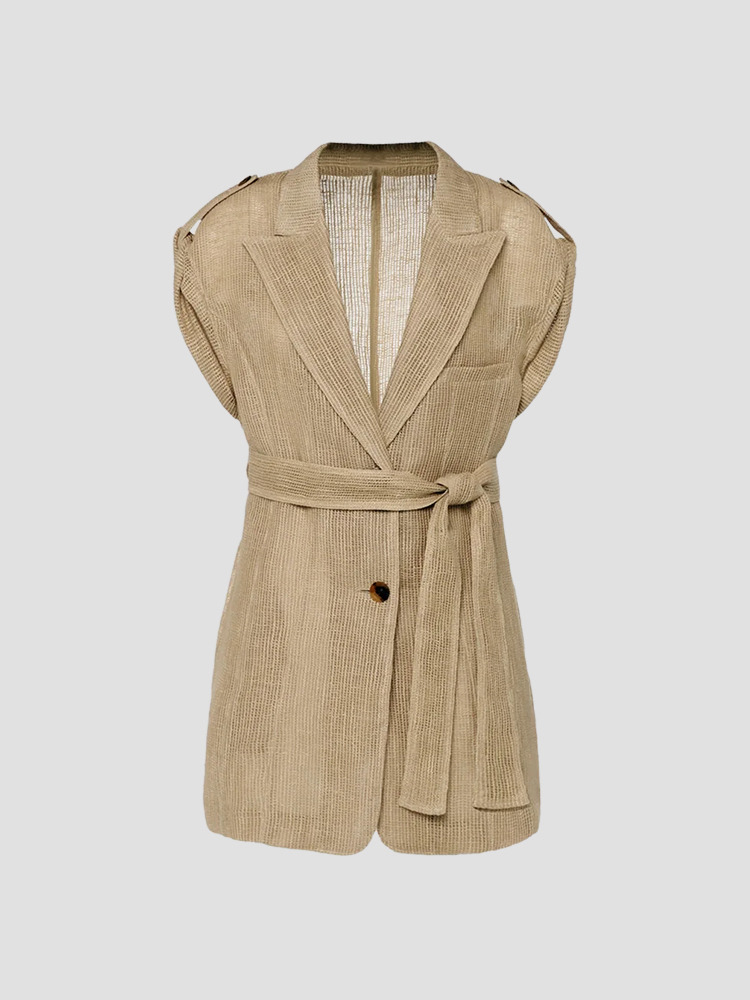 BEIGE SEREN ROLL-UP SLEEVE JACKET  아키라나카 베이지 세렌 롤 업 슬리브 자켓 - 아데쿠베