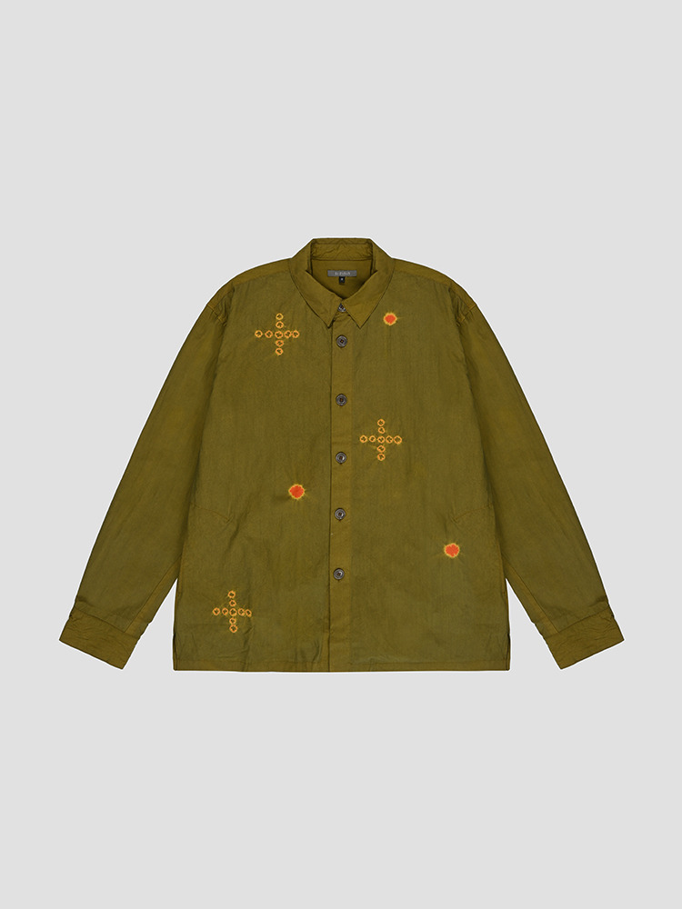 OCHRE BURNT ORANGE LONG SLEEVE OVERSHIRT  수주산 오커 번 오렌지 롱 슬리브 오버셔츠 - 아데쿠베