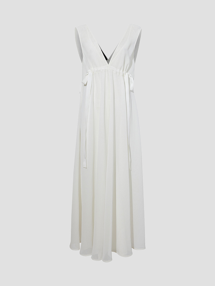 OFF WHITE VISCOSE MESH LORNA DRESS  프로엔자 슐러 오프 화이트 메쉬 로나 드레스 - 아데쿠베