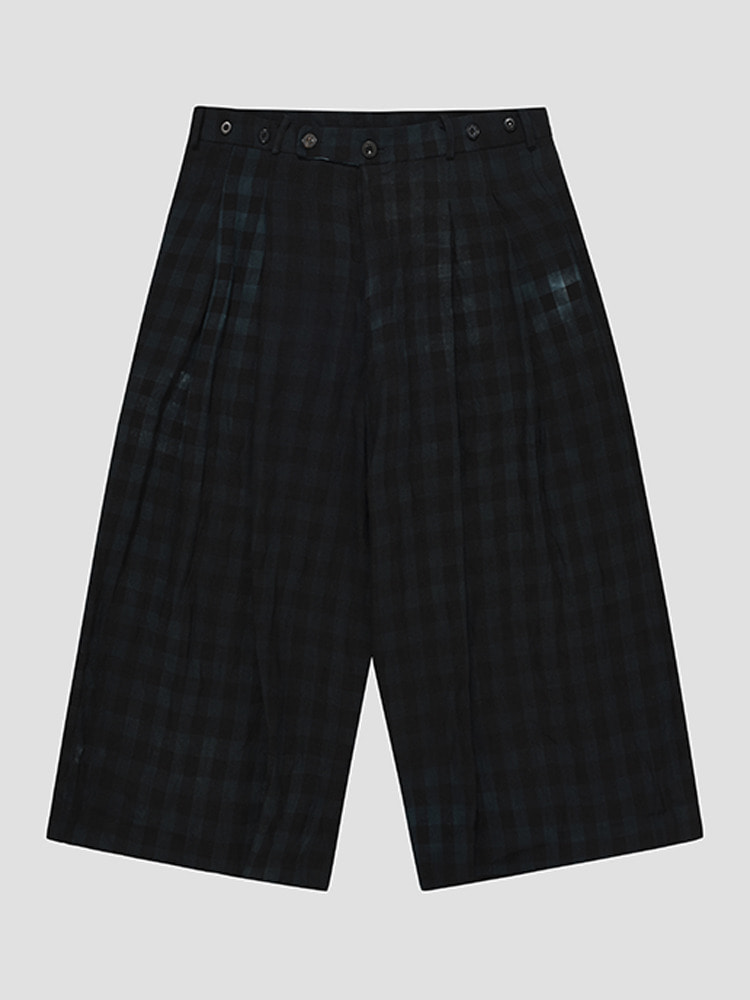 BLUE CHECK WIDE TROUSERS  아키비오 블루 체크 와이드 트라우저 - 아데쿠베