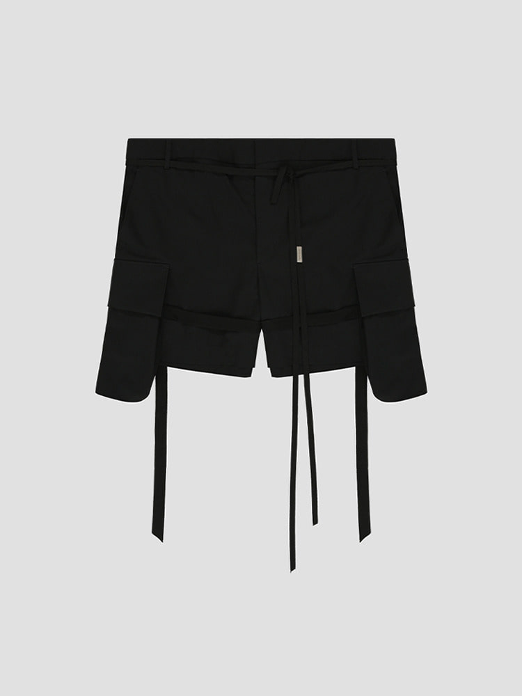 BLACK TINO CARGO SHORTS  앤 드뮐미스터 블랙 카고 쇼츠 - 아데쿠베