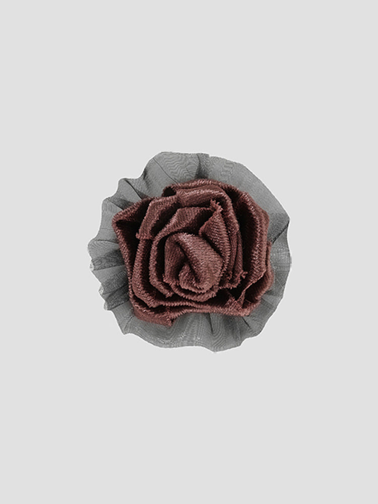 PINK VELVET FLOWER BROOCH  아키비오 핑크 벨벳 플라워 브로치 - 아데쿠베