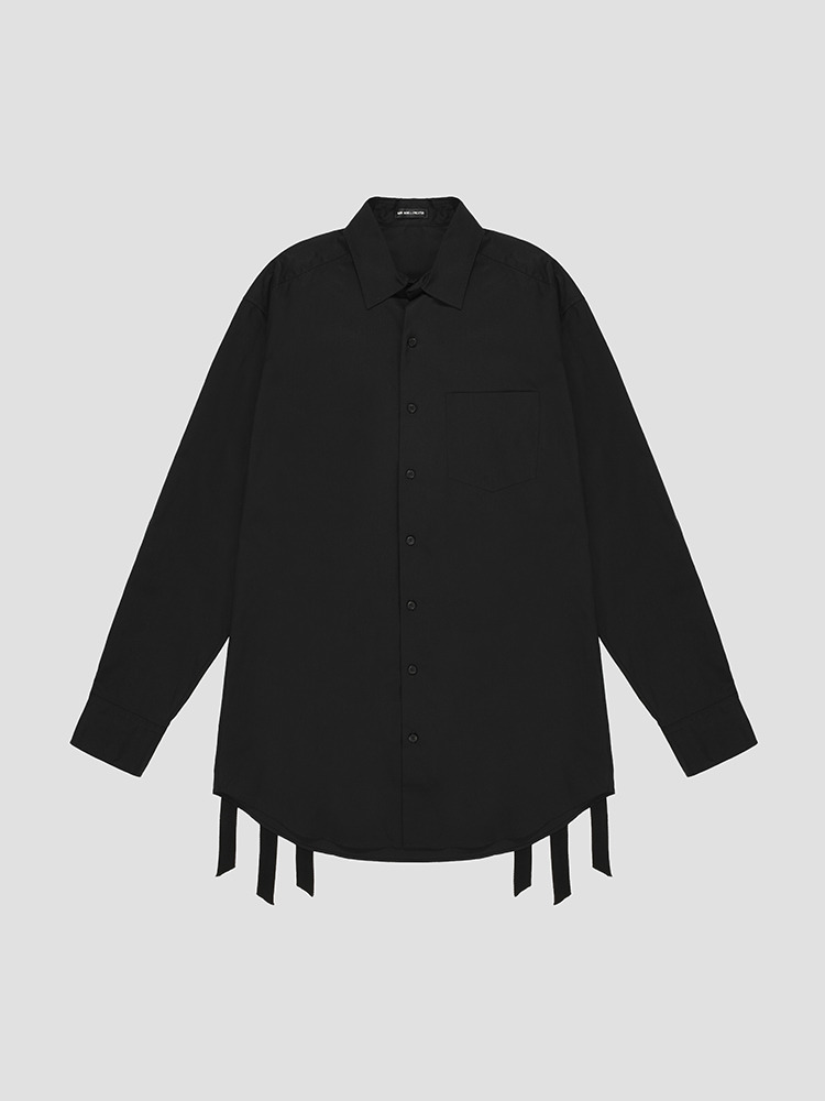 BLACK DETE FLUID BELTING LONG SHIRT  앤 드뮐미스터 블랙 롱 셔츠 - 아데쿠베