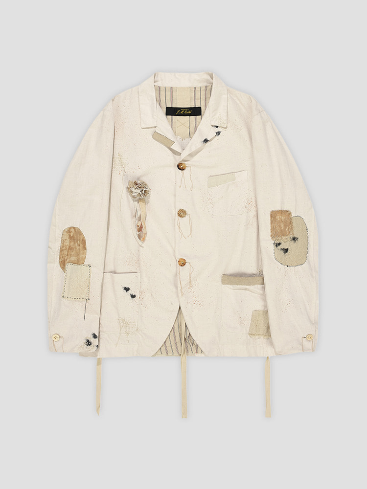 OFF WHITE HAND AGED BLAZER  아키비오 오프 화이트 핸드 에이지 블레이저 - 아데쿠베