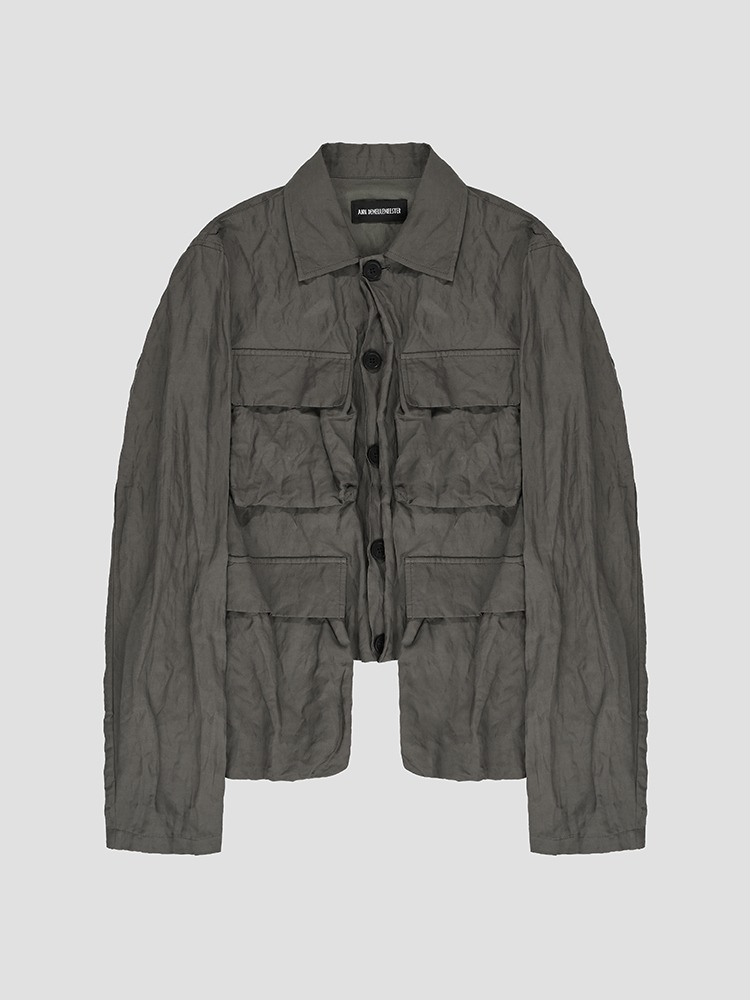 CONCRETE SILVESTER CROP CARGO JACKET  앤 드뮐미스터 콘크리트 크롭 카고 자켓 - 아데쿠베