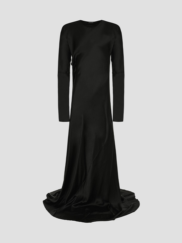 BLACK NOLLET X-LONG HIGH SLIT DRESS  앤 드뮐미스터 블랙 롱 하이 슬릿 드레스 - 아데쿠베