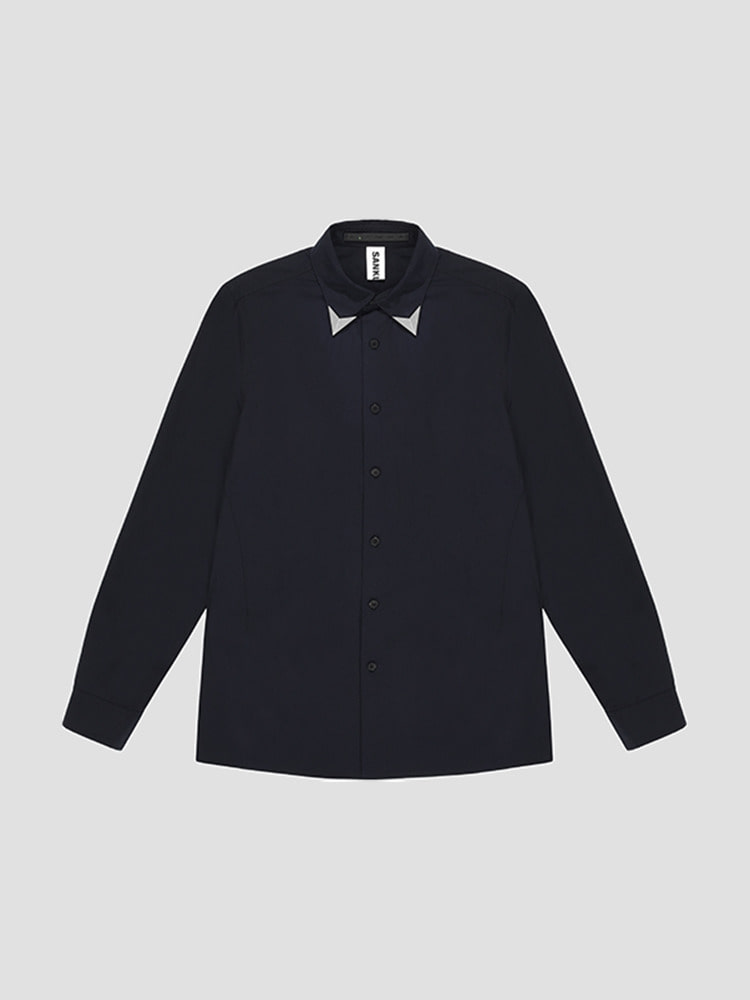 NAVY COLLAR POINT SHIRT  산쿠안즈 네이비 칼라 포인트 셔츠 - 아데쿠베