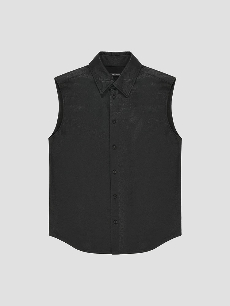 BLACK BOUDEWIJN FIT SLEEVELESS SHIRT  앤 드뮐미스터 블랙 핏 슬리브리스 셔츠 - 아데쿠베