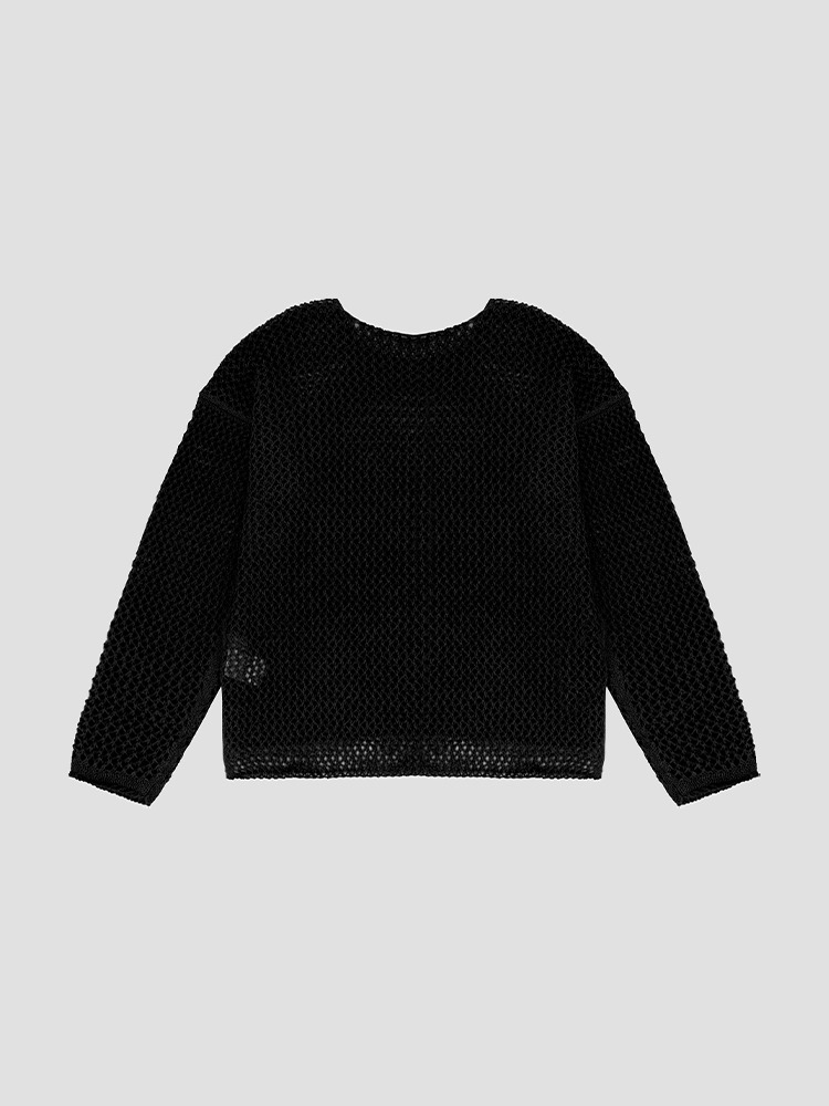 BLACK MESH KNIT PULLOVER  설밤 블랙 메쉬 니트 풀오버 - 아데쿠베