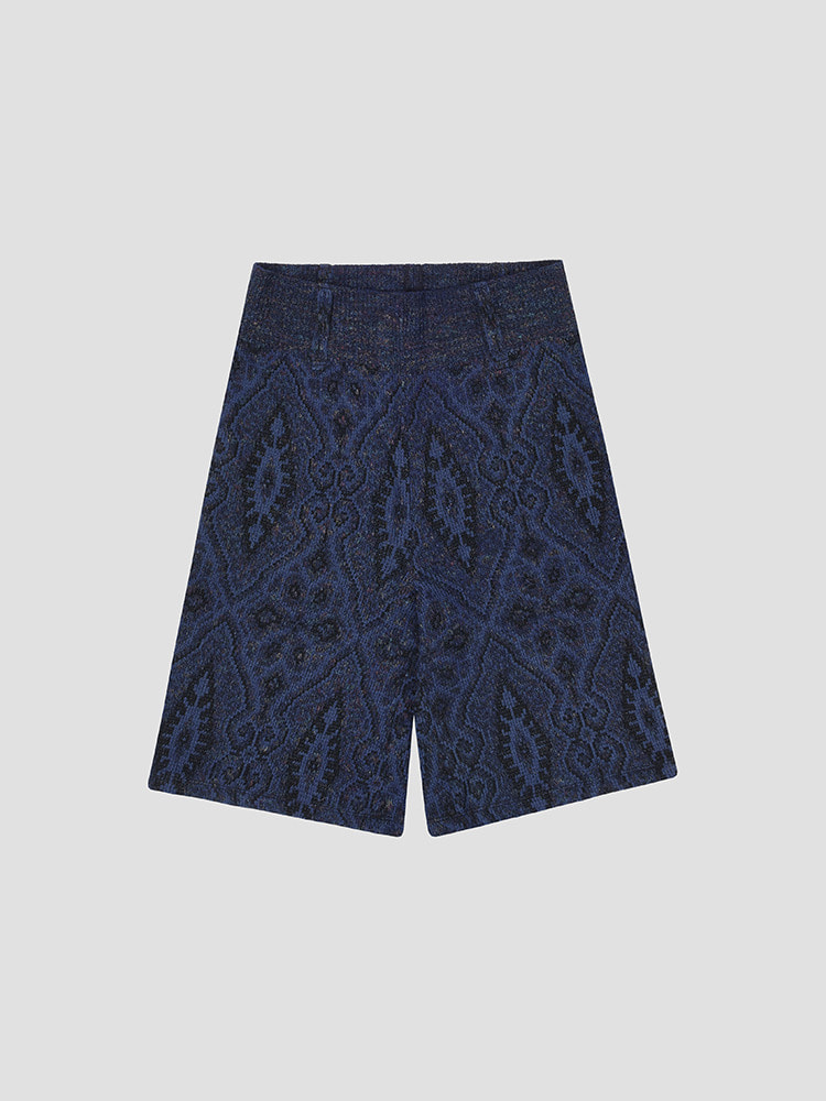 BLUE UPCYCLED KNIT SHORTS  크리스토프 럼프 블루 업사이클 니트 쇼츠 - 아데쿠베