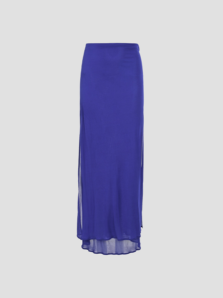 KLEIN BLUE TANA DOUBLE LAYER JERSEY SKIRT  앤 드뮐미스터 클라인 블루 더블 레이어 저지 스커트 - 아데쿠베