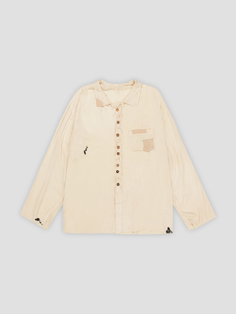 OFF WHITE HAND AGED WORKER SHIRT  아키비오 오프 화이트 핸드 에이지 워커 셔츠 - 아데쿠베