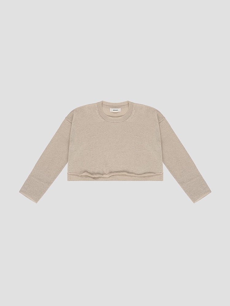 BEIGE CROP KNIT TOP  설밤 베이지 크롭 니트 탑 - 아데쿠베