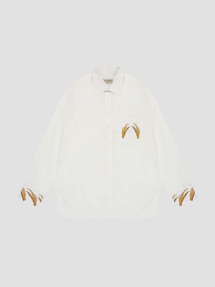 WHITE EMBROIDERED CLASSIC SHIRT  크리스토프 럼프 화이트 자수 클래식 셔츠 - 아데쿠베