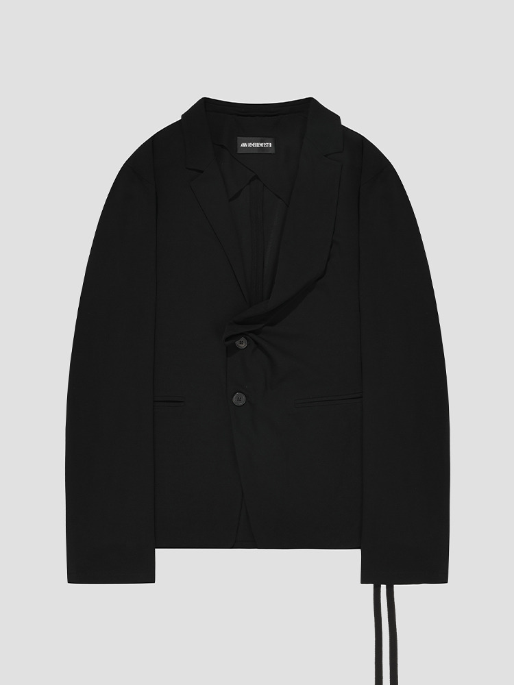 BLACK LAURENTIUS ASYMMETRIC DECONSTRUCTED JACKET  앤 드뮐미스터 블랙 비대칭 자켓 - 아데쿠베