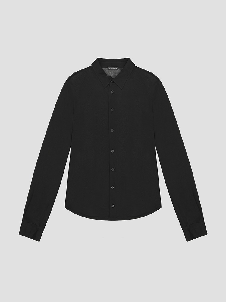 BLACK REINAERT JERSEY FITTED SHIRT  앤 드뮐미스터 블랙 저지 핏 셔츠 - 아데쿠베