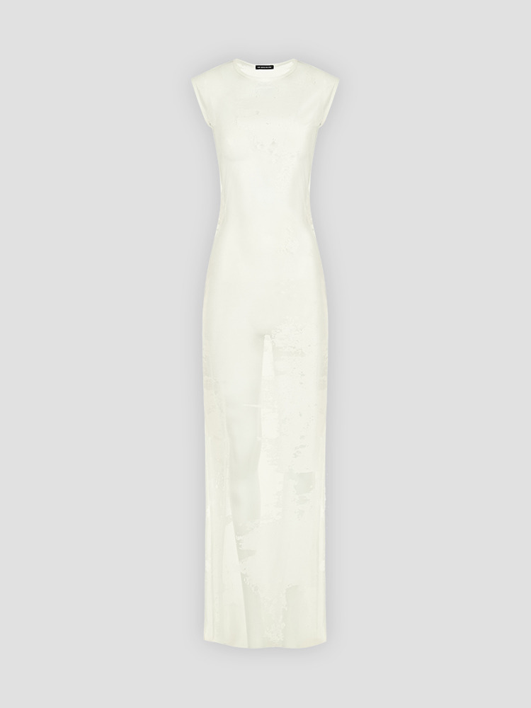 NATURAL WHITE SEDA LONG SLEEVELESS JERSEY DRESS  앤 드뮐미스터 내추럴 화이트 롱 슬리브리스 드레스 - 아데쿠베