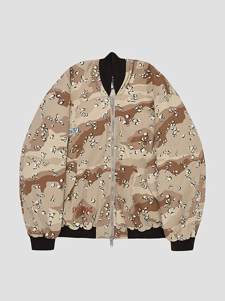 BEIGE CAMO BOMBER JACKET  산쿠안즈 베이지 카모 봄버 자켓 - 아데쿠베