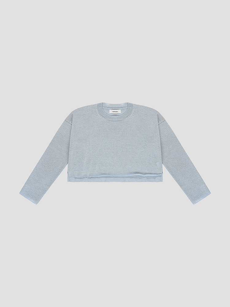 LIGHT BLUE CROP KNIT TOP  설밤 라이트 블루 크롭 니트 탑 - 아데쿠베