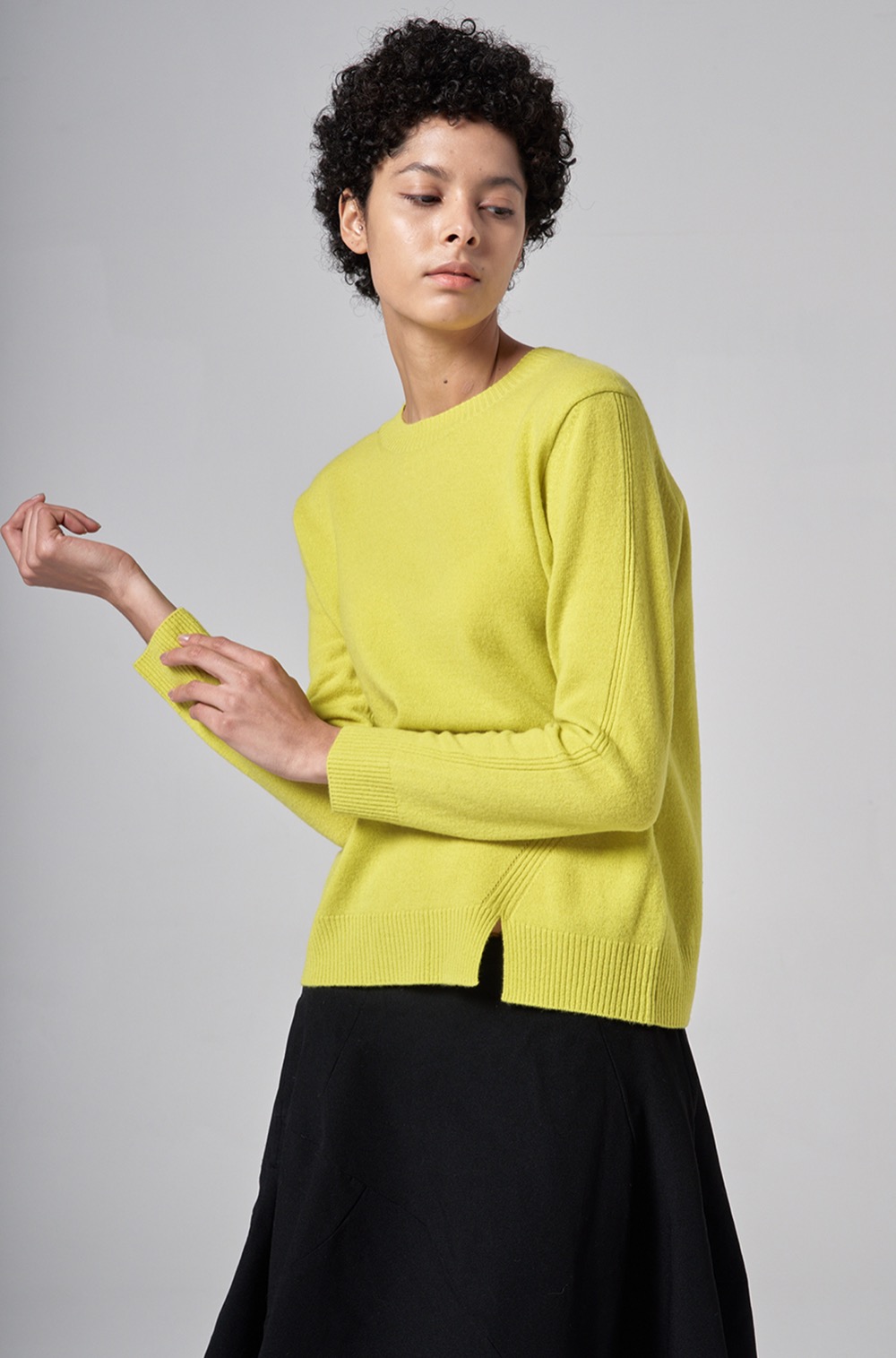 RIB ROUND PULLOVER (LIME)