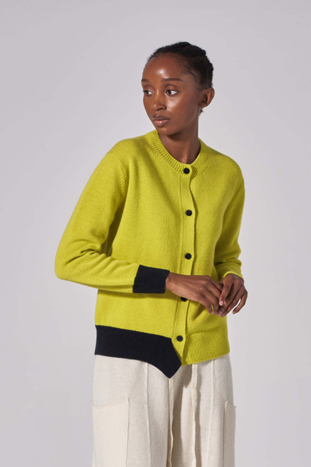 RIB POINT CARDIGAN (LIME)