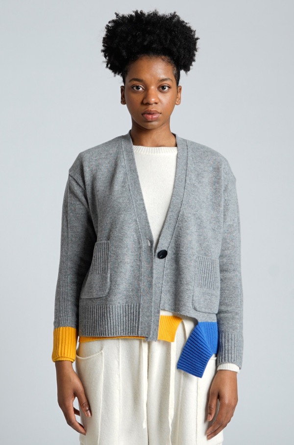 RIB POINT CARDIGAN 2 (GREY)