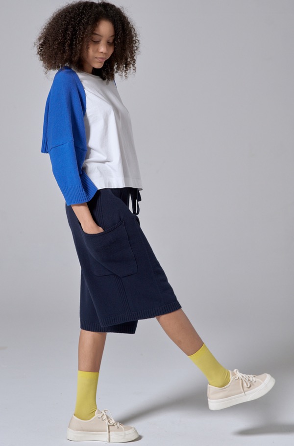 WIDE SHORT PANTS (NAVY)