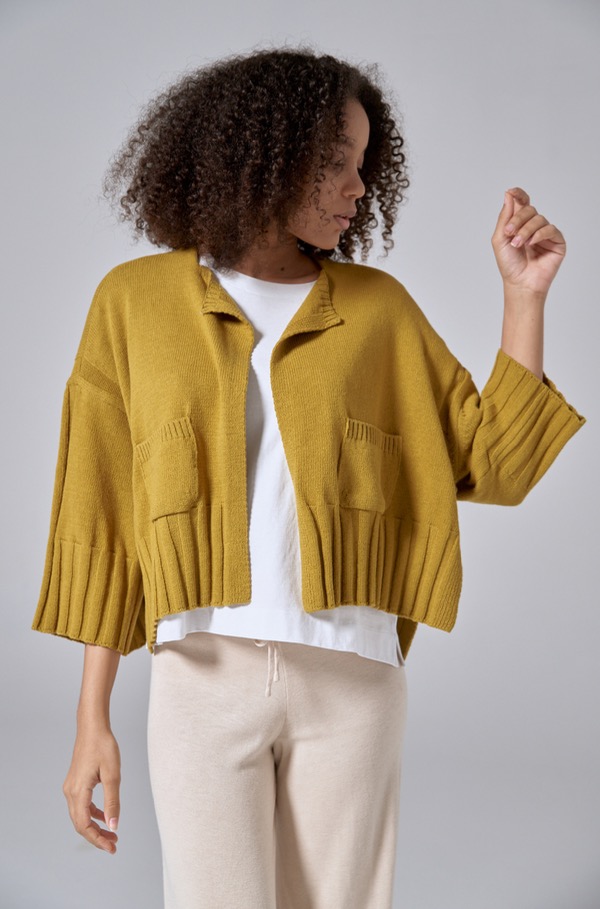 SIDE OPEN SHORT CARDIGAN (OLIVE)