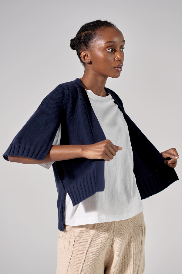 CAPE SLEEVE CARDIGAN (NAVY)