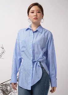 [샘플 세일]블루 줄무늬 셔츠