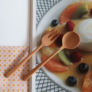 Round Wood Dessert Spoon/Fork