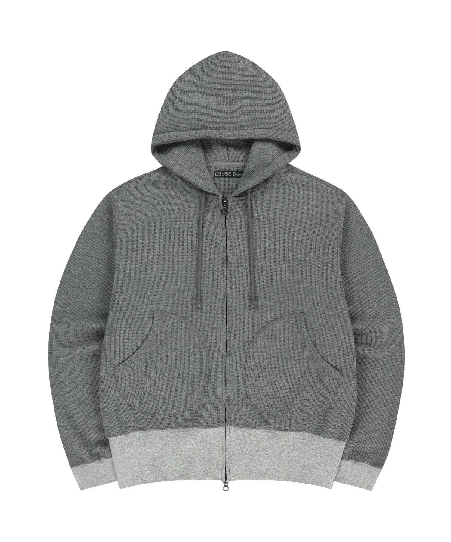 038 WAFFLE ZIP-UP HOODIE BROWN - coyseio
