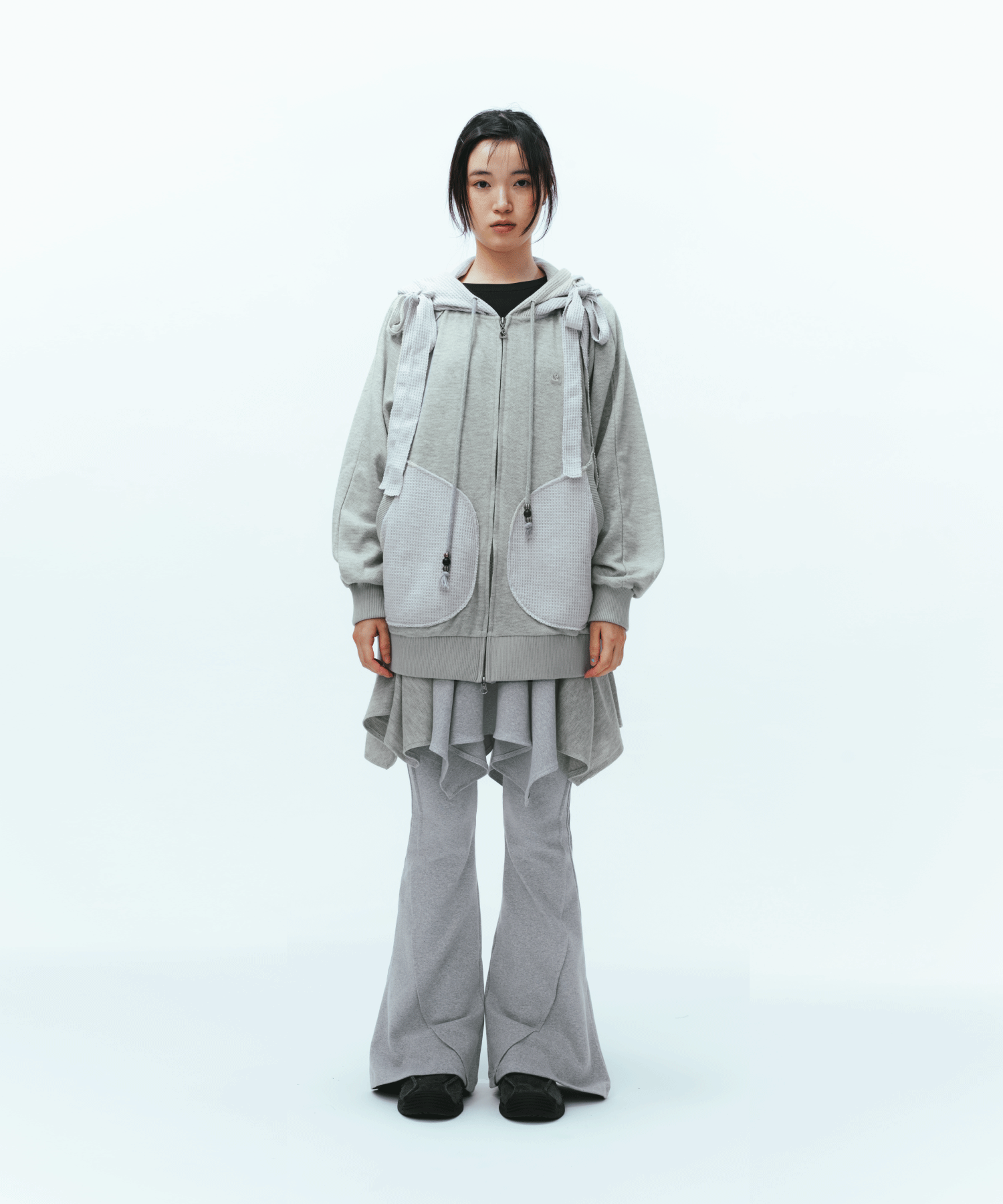 EARMUFFS HOOD ZIP-UP LIGHT GREY - coyseio