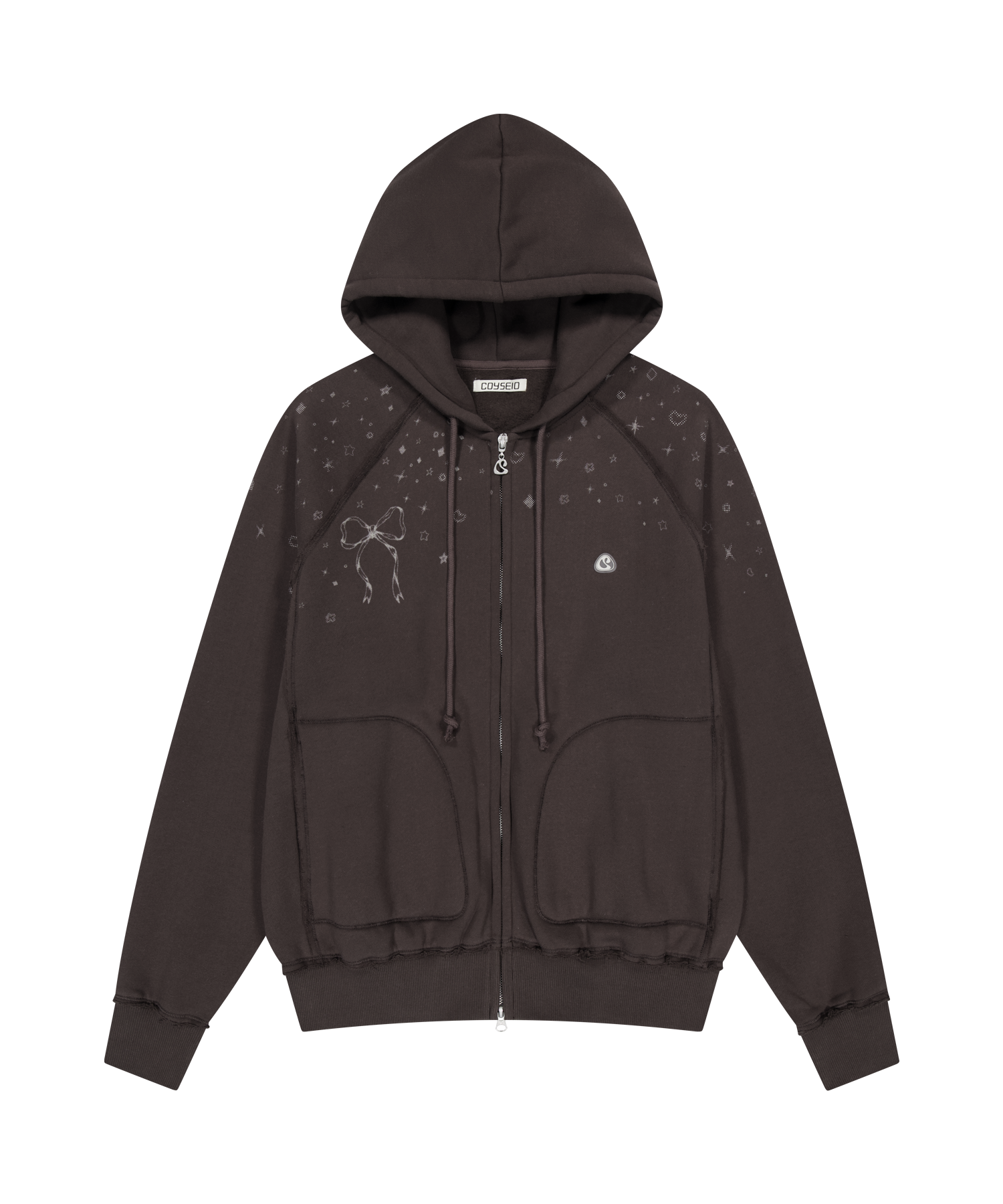 TWINKLE HOOD ZIP-UP DARK BROWN - coyseio