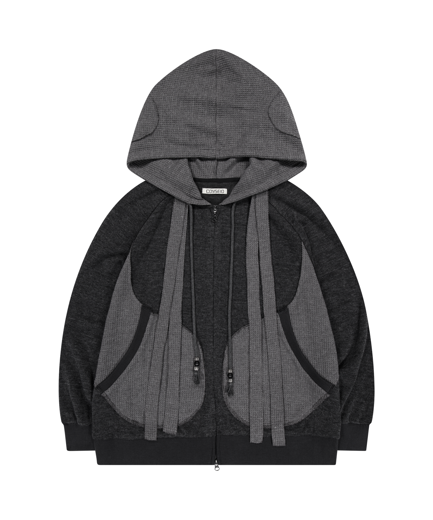 EARMUFFS HOOD ZIP-UP CHARCOAL - coyseio