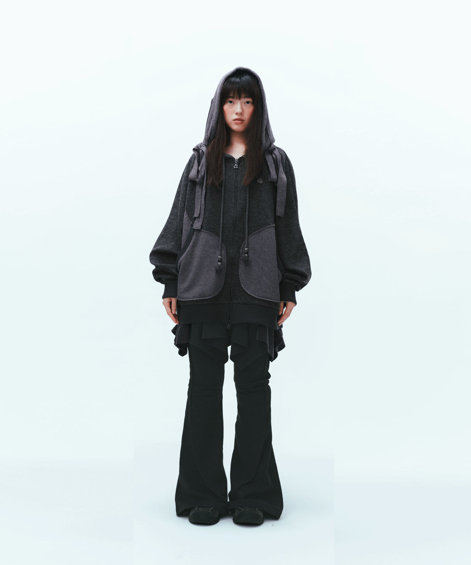 EARMUFFS HOOD ZIP-UP CHARCOAL - coyseio