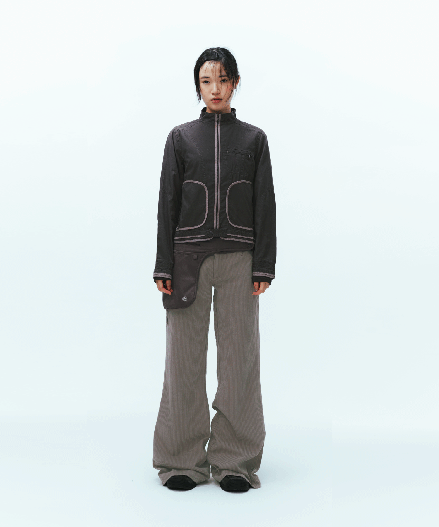 BINDING COTTON JACKET PURPLE GREY - coyseio BINDING COTTON JACKET PURPLE GREY - coyseio