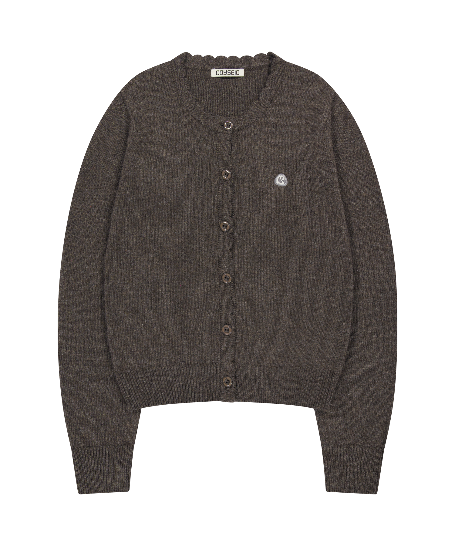 FLOWER BUTTON CARDIGAN BROWN - coyseio
