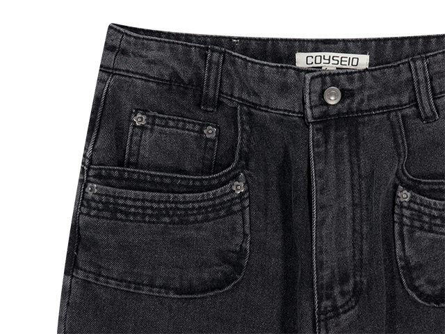 完成品 SNAP FLOWER DENIM coyseio - BLACK PANTS パンツ