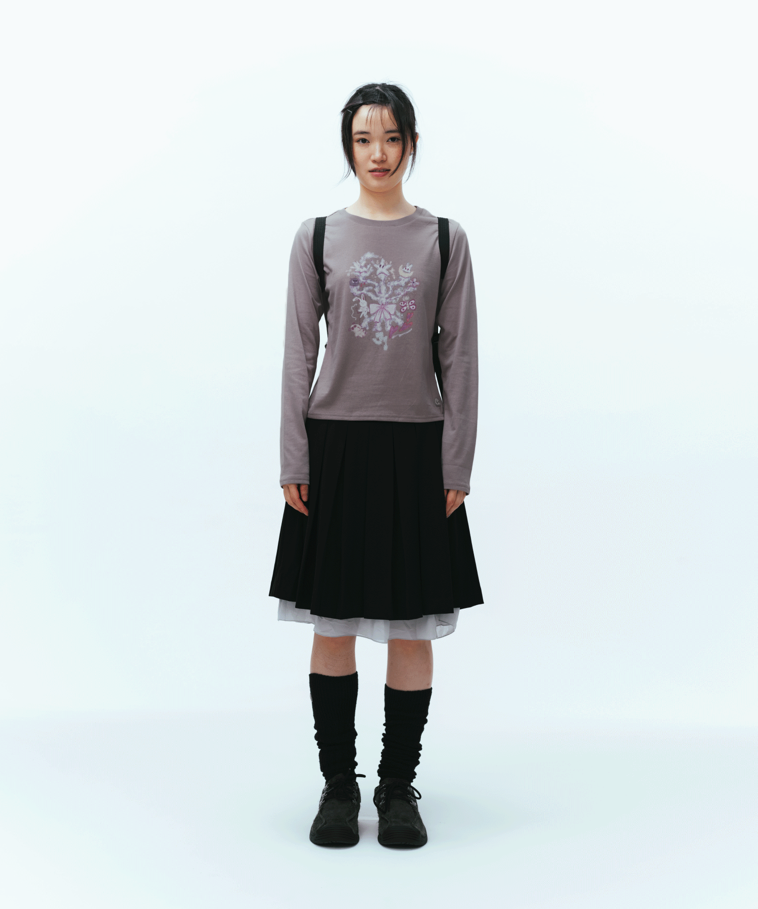 DOUBLE WAISTED PLEATS SKIRT BLACK - coyseio