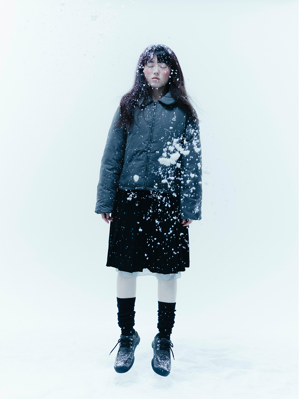 SOLID PADDED JACKET GREY - coyseio