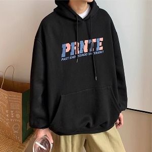 PRNTE 레터링 후드 티셔츠 MD376 DC (세일/교환반품X)  블랙 L, 2XL