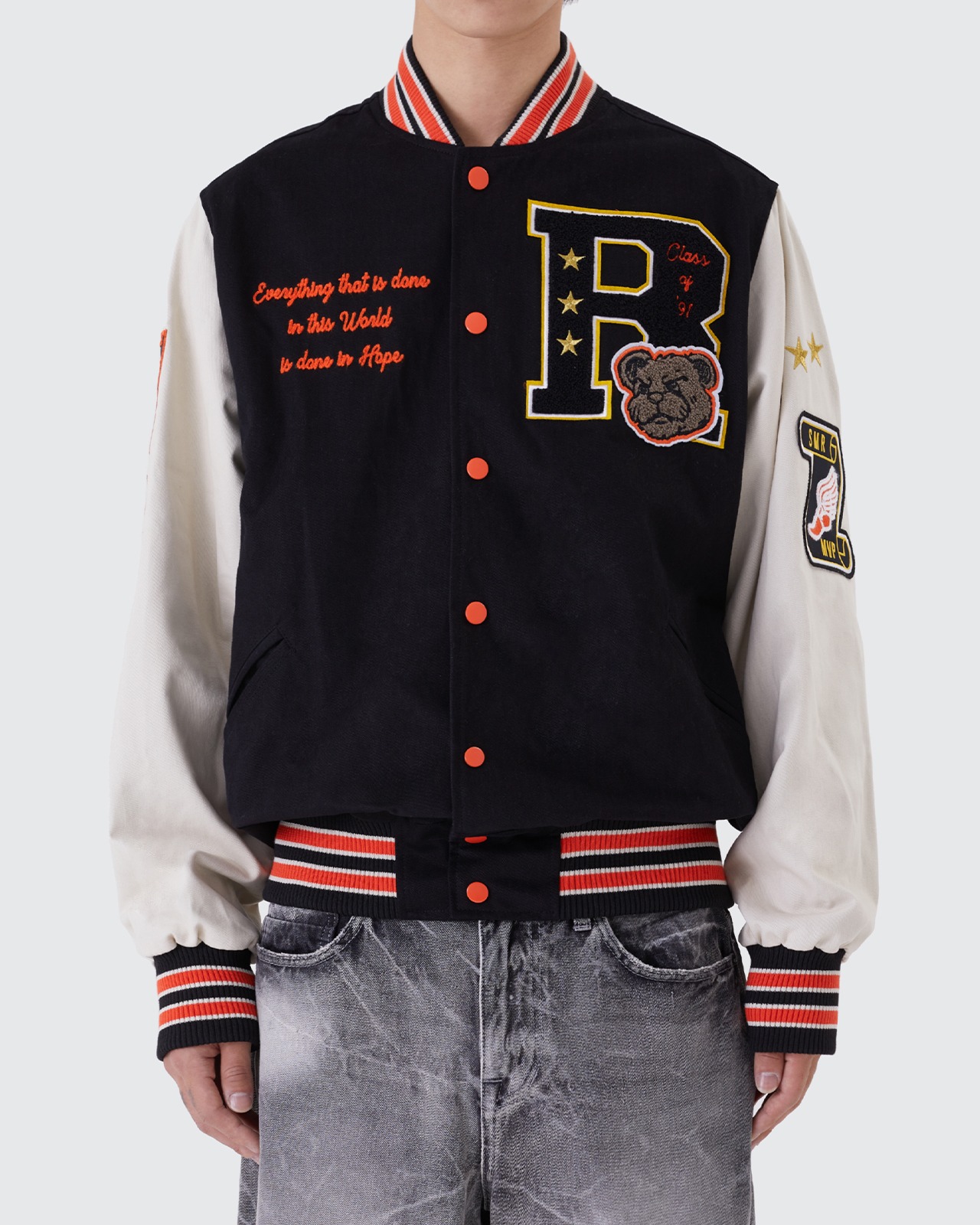 TWILL VARSITY JACKET_BLACK